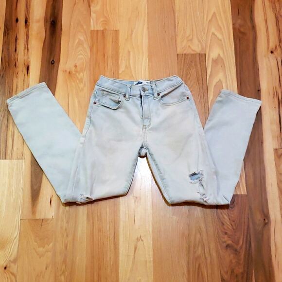 Old Navy Karate Slim Flex Max Jeans Boys 12 Adjustable Waist Ripped Light Wash - Picture 8 of 8